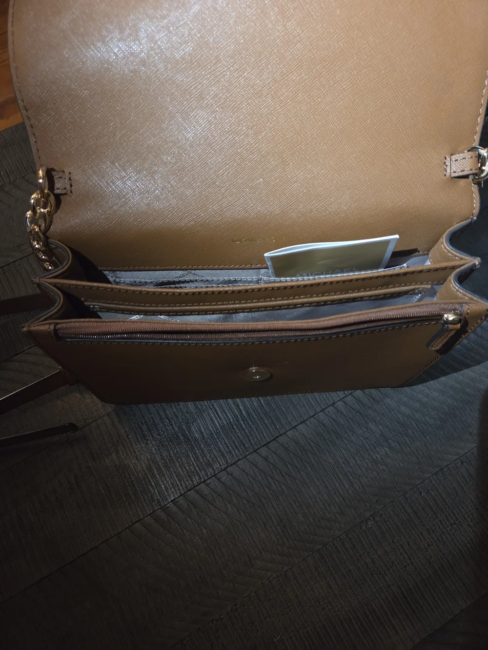 Michael Kors Brown Leather Chain-Strap Shoulder Bag